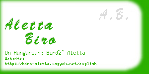 aletta biro business card